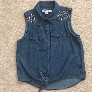 DKNY blue jean top